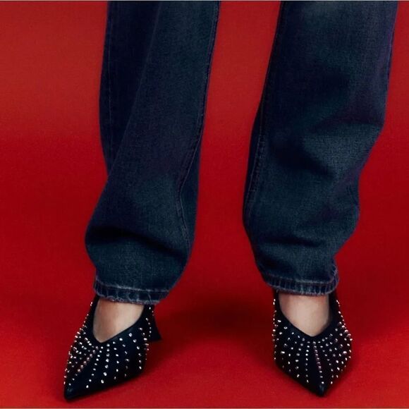 ZARA STUDDED SLINGBACK HEELS - Picture 8 of 9